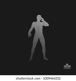 Pensando en el hombre. Silhouette de un hombre de pie. Silhouette de persona despuntada. Ilustración vectorial. 