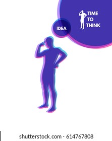 Thinking man. Silhouette of a standing man. Idea concept vector illustration.