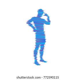Thinking man. Silhouette of a standing man. Idea concept vector illustration.