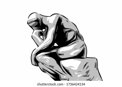 Thinking Man Statue - Le Penseur Vector - The Thinker Statue