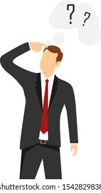 Thinking man. The man thought about solving the problem. A man is considering how to find a way out of the situation. Vector illustration, vector.