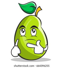 Thinking mango fruit character cartoon vector art