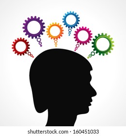 Thinking of mechanics concept with cog wheel stock vector