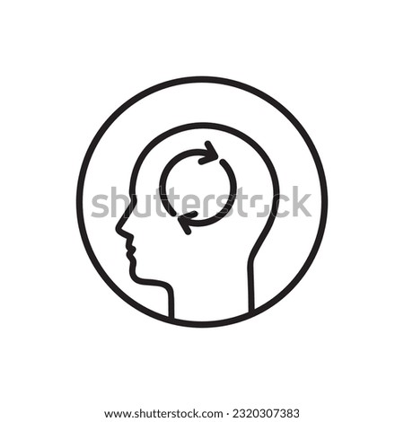 thinking or mind process icon with thin line head. lineart trend modern stroke option logotype graphic design element isolated on white background. concept of daily routine or altered consciousness