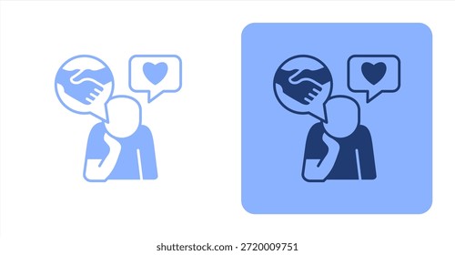Pensamiento mixto Color de dos tonos e ilustración de icono de fondo contrastante