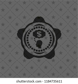 thinking in money icon inside black badge