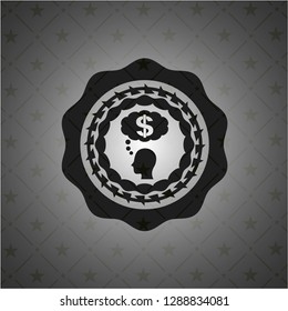 thinking in money icon inside black badge