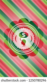 thinking in money icon inside christmas badge.