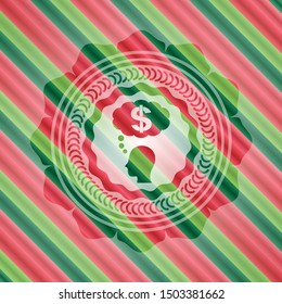 thinking in money icon inside christmas emblem background.