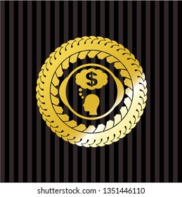 thinking in money icon inside gold badge
