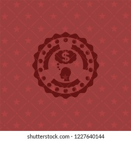 thinking in money icon inside red emblem