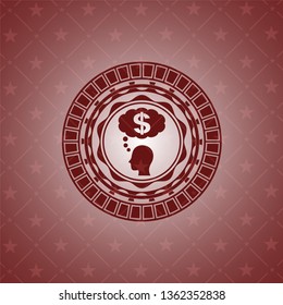 thinking in money icon inside red icon or emblem