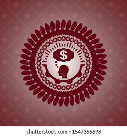 thinking in money icon inside red icon or emblem