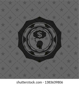 thinking in money icon inside retro style black emblem