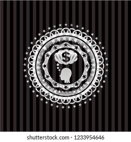 thinking in money icon inside silver badge