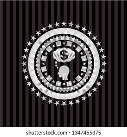 thinking in money icon inside silvery badge