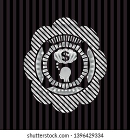 thinking in money icon inside silvery badge