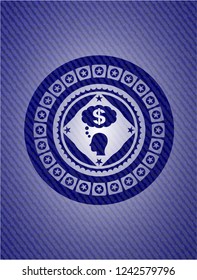 thinking in money icon with jean texture