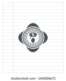 thinking in money icon penciled. Vector Illustration. Detailed.