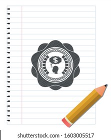 thinking in money icon penciled. Vector Illustration. Detailed.