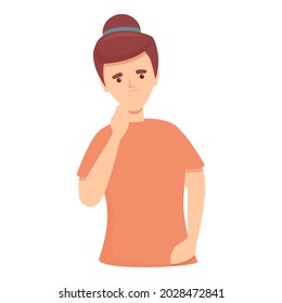 Thinking mother icon cartoon vector. Uncertainty question. Strategy choice