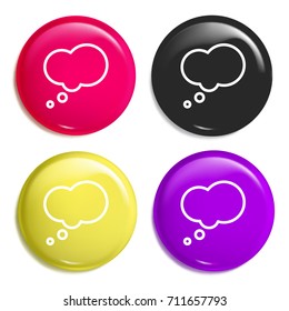 Thinking multi color glossy badge icon set. Realistic shiny badge icon or logo mockup