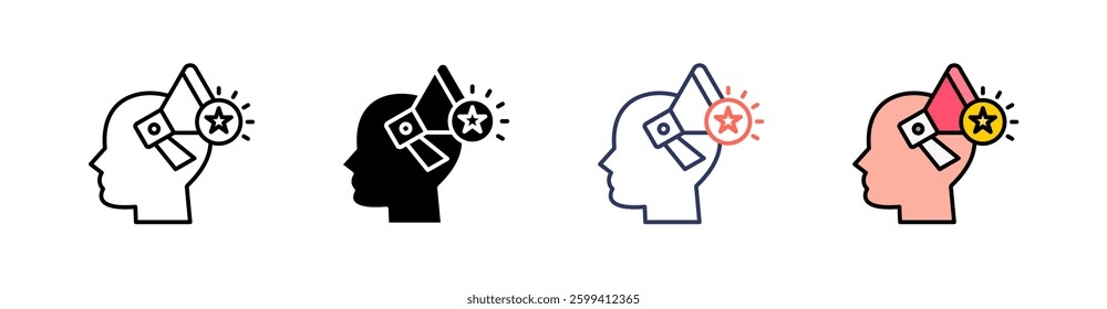 Thinking Multi Style Icon Set Vector