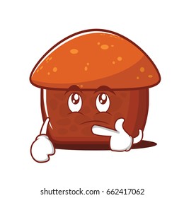 thinking mushroom cake cartoon character