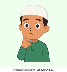 Thinking Muslim Boy – Curious Islamic Kid in Traditional Clothes