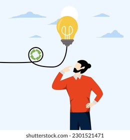 thinking of new ways to solve problems, Rethinking or rethinking to make changes for better results, innovative ideas to disruption concepts, business people rethink with light bulb ideas.