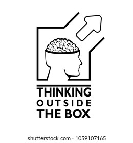 Thinking outside the box concept illustration.
