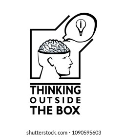 Thinking outside the box concept illustration.