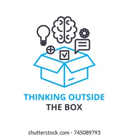 Thinking Outside Box Concept Outline Icon Stock Vector (Royalty Free ...