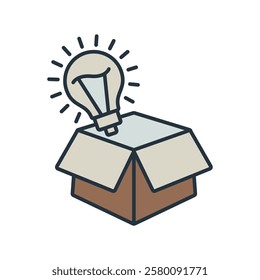 Thinking outside the box flat icons  symbol line elements for infographic web