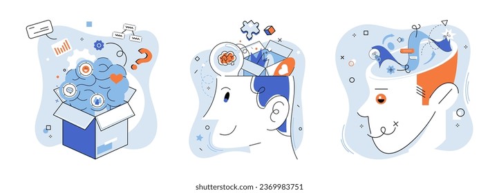 Thinking outside the box. Vector illustration. Learning fuels creativity and expands vision possibilities Aspirations are achieved through continuous improvement and innovation Outstanding results
