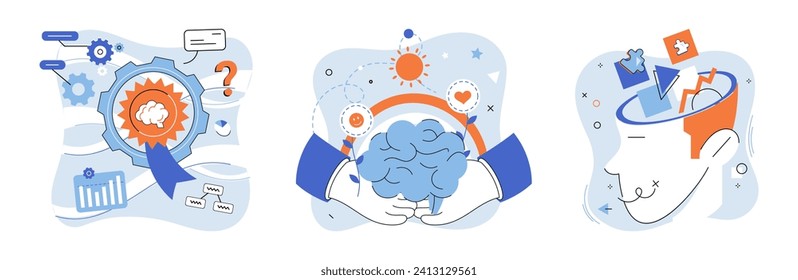 Thinking outside the box. Vector illustration. Outstanding results are achieved through efficient thinking and action Intellect is sharpened through practice thinking outside box Education provides