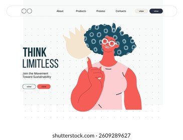 Thinking people, modern flat vector concept illustration- woman standing thoughtfully, looking upwards, bubble near head Metaphor for reflection, analysis, introspection, contemplation, deep thought