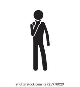 Thinking person icon hand on chin for contemplation deep thought problem solving and creative idea consideration mental process