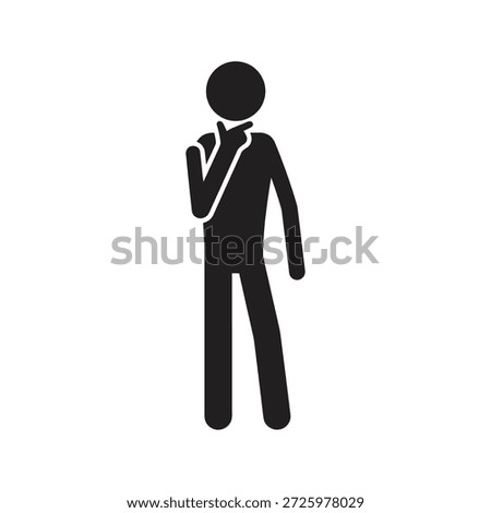 Thinking person icon hand on chin for contemplation deep thought problem solving and creative idea consideration mental process