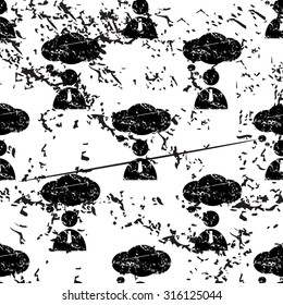 Thinking person pattern, grunge, black image on white background