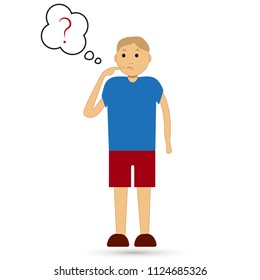 Thinking person and question in speech bubble