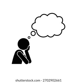 Thinking Person Silhouette Icon with Empty Thought Bubble