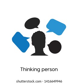 Thinking person  vector icon. thinking person silhouette symbol. Linear style sign for mobile concept and web design. thinking person symbol logo illustration. vector graphics - Vector.