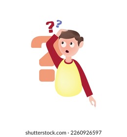 A thinking person vector illustration, a thinking boy cartoon vector and icon