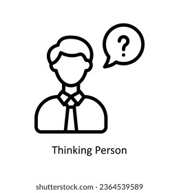 Thinking Person vector  outline Icon Design illustration. Graphic Design Symbol on White background EPS 10 File
