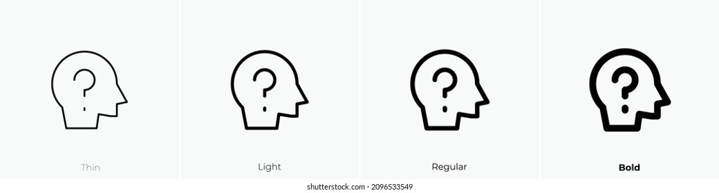 thinking problem icon. Thin, Light Regular And Bold style design isolated on white background