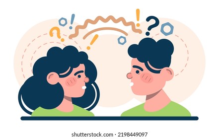 Thinking process. Character full of thoughts searching for an answer or a solution to a problem, generating new ideas. Decision making idea. Flat vector illustration