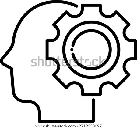 Thinking Process Icon with Gear in Head