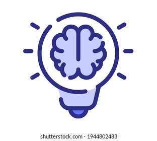 thinking process thought single isolated icon with dashed line style and purple color