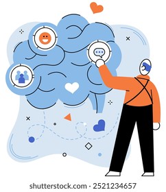 Thinking process vector illustration. Innovation thrives in fertile soil well-managed thinking process Success is destination carefully crafted plan and creative thinking Develop strategy harmonizes